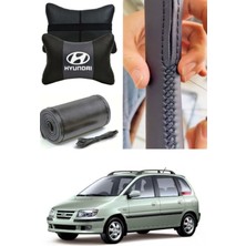 Hyundai Matrix Direksiyon Kılıfı Dikmeli Düz Deri Ultra Esnek Ithal & 2'li Lüks Boyun Yastığı