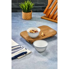 Kahvaltı Kuruyemiş Kasesi Modern Tasarım Ikili Set 450ML Mini Boy Çizgi Desenli Kase