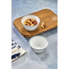 Kahvaltı Kuruyemiş Kasesi Modern Tasarım Ikili Set 450ML Mini Boy Çizgi Desenli Kase