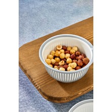 Kahvaltı Kuruyemiş Kasesi Modern Tasarım Ikili Set 450ML Mini Boy Çizgi Desenli Kase