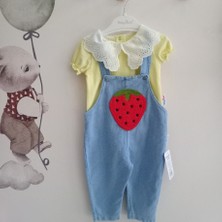 Baby Buu Bebe Yaka Çilek Detaylı Kız Bebek Salopeti