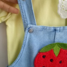 Baby Buu Bebe Yaka Çilek Detaylı Kız Bebek Salopeti