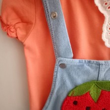 Baby Buu Bebe Yaka Çilek Detaylı Kız Bebek Salopeti