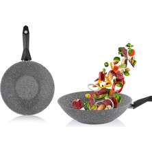 Cory Yanmaz Yapışmaz Wok Tava 28 Cm-Gri