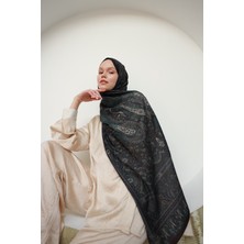 Moda Mevsimi Ipekhan Soft Pamuk Etro Etnik Desen Şal 3055-01 Siyah