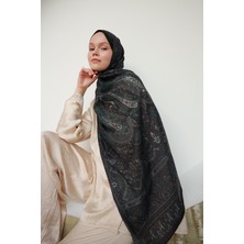 Moda Mevsimi Ipekhan Soft Pamuk Etro Etnik Desen Şal 3055-01 Siyah