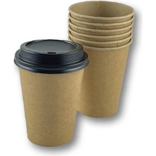 Ambalajın 14 Oz Kahverengi Kraft Kapaklı Baskısız Karton Sıcak Kahve Bardağı 100 Adet