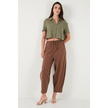 Lela Pamuklu Relaxed Fit Normal Bel Daralan Paça Pantolon Bayan Pantolon 668YP5198