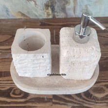 Traverten 3'lü Doğal Yüzey Banyo Seti