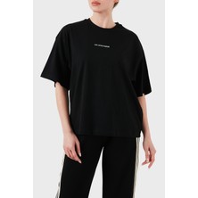 Les Benjamins  Pamuk Oversize Fit Bisiklet Yaka Logolu T Shirt Bayan T Shirt Lbnoosessfuts