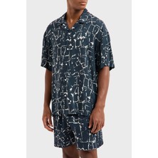 Emporio Armani Desenli Comfort Fit Apaş Yaka Kısa Kollu Gömlek Erkek Gömlek EM000593 AF12351F B070