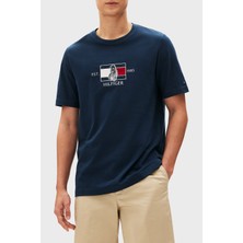 Tommy Hilfiger  Pamuk Regular Fit Bisiklet Yaka Logolu T Shirt Erkek T Shirt MW0MW38628 Daf