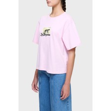 Les Benjamins Baskılı  Pamuk Boxy Fit  Bisiklet Yaka T Shirt Bayan T Shirt LB25SSUNLFUTS