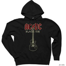 Ac Dc Black Ice Guitar Siyah Kapşonlu Sweatshirt Hoodie