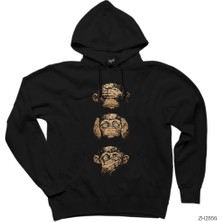 Three Monkey Siyah Kapşonlu Sweatshirt Hoodie