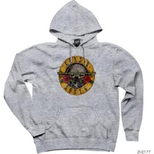 Guns N Roses Damaged Gri Kapşonlu Sweatshirt Hoodie