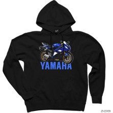 Yamha R6 Siyah Kapşonlu Sweatshirt Hoodie