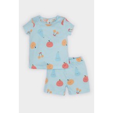 DeFacto %100 Pamuklu Meyve Desenli Beli Lastikli Pijama Takımı Kız Bebek E9604A525SM