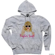 Taylor Swift Cartoon Gri Kapşonlu Sweatshirt Hoodie