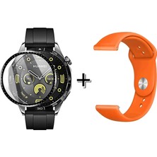 Forzacase  Huawei Watch Gt4 46 mm ile Uyumlu Silikon Kordon Kayış + Ekran Koruma Filmi - FC875