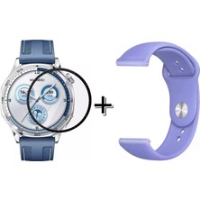 Forzacase  Huawei Watch Gt5 46 mm ile Uyumlu Silikon Kordon Kayış + Ekran Koruma Filmi - FC875