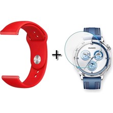 Forzacase  Huawei Watch Gt 5 46MM ile Uyumlu Silikon Kordon Kayış + Kırılmaz Cam Koruma - FC875