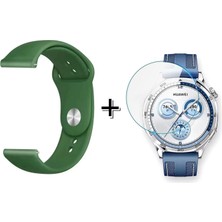 Forzacase  Huawei Watch Gt 5 46MM ile Uyumlu Silikon Kordon Kayış + Kırılmaz Cam Koruma - FC875