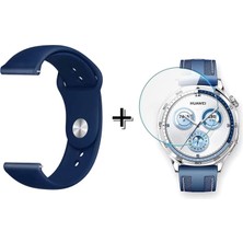 Forzacase  Huawei Watch Gt 5 46MM ile Uyumlu Silikon Kordon Kayış + Kırılmaz Cam Koruma - FC875