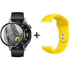 Forzacase  Huawei Watch Gt4 46 mm ile Uyumlu Silikon Kordon Kayış + Ekran Koruma Filmi - FC875