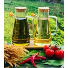 Mediterian 2’li Bambu Vakumlu Cam Yağlık Seti, 900ml, Turuncu, Parça Sayısı: 2, Şeffaf