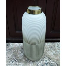 Cam 43CM Vazo Gold Yaldızlı Kendinden Desenli Özel Tasarım 1 Adet