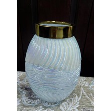 Cam Yükseklik 23CM Vazo Gold Yaldızlı Kendinden Desenli Özel Tasarım Çap 15CM Yeni Hediyelik 1 Adet