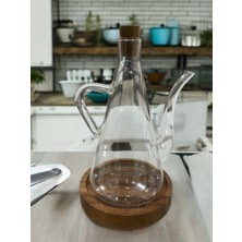 Mediterian Turuncu 500 ML şeffaf borosilikat cam yağlık, kullanışlı ve dayanıklı tasarım