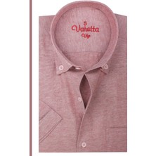 Varetta  Erkek Gül Rengi Kısa Kollu Geniş Kesim Cepli Yaka Düğmeli Pamuk Gömlek