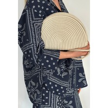 Palmira Hasır Clutch Çanta Krem