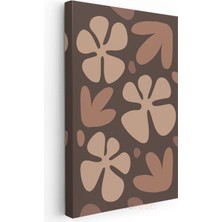 Organik Formlar - Kahverengi Tonlarda Çiçek Desenleri Kanvas Tablo