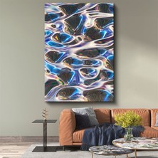 Kristal Yansımalar - Metalik Mavi Tonlarında Holografik Desen Kanvas Tablo