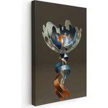 Metalik Heykel - Spiral Formlu Modern Sanat Objesi Kanvas Tablo