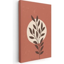 Yaprak Silueti - Kiremit Zeminde Organik Form Kanvas Tablo
