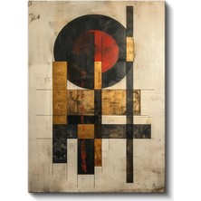 Bauhaus Etkisi - Geometrik Formlar ve Kırmızı Daire Kanvas Tablo