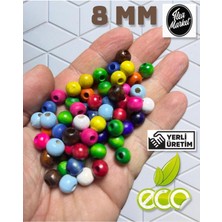 Flea Market Ekonomik Paket 1 Kilo 8mm Ahşap Boncuk  - Karışık Renk - ( Ort - 3300-4000 Adet )