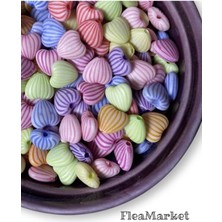 Flea Market Akrilik Kalp Boncuk , Takı Boncuğu ( 25 Gr. )