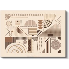 Geometrik Harmoni - Bej Zeminde Modern Çizgisel Desenler Kanvas Tablo
