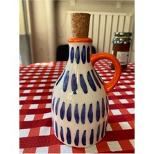 Mediterian El yapımı seramik yağdanlık, krem mavi ve turuncu renk seçenekleriyle şık tasarım