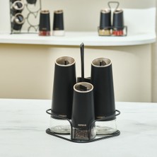 Mediterian Şık 5 Parça Siyah Salata Seti, Modern Tasarım, Dayanıklı ve Kullanışlı, CN Menşei