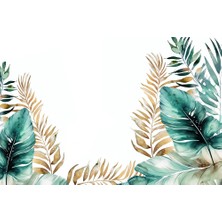 Tropikal Duvar Kağıdı , Yeşil Gold Tropikal Yapraklar Duvar Kağıdı