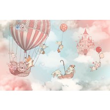 Çocuk Odası Bulutlu Duvar Kağıdı, Gökyüzündeki Sevimli Hayvanlar