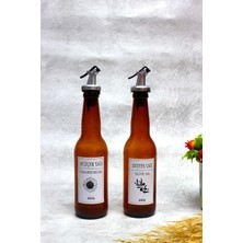 Mediterian 2'li Amber Cam Yağ ve Sirke Şişesi Seti, 330cc, Bej, Şık ve Pratik Kullanım