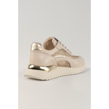 Eleonora Bej Yaldız Fileli Deri Kadın Sneakers,  Deri, Günlük Ayakkabı, Spor Ayakkabı 25079