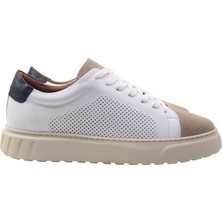 Erkek Beyaz Deri & Bej Süet Sneaker